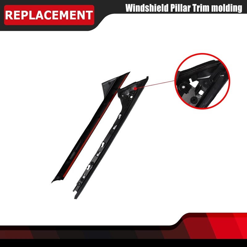 FEXON Front Passenger Side Windshield Outer & Inner A Pillar Trim Molding Kit Compatible with Ford Explorer 2011 2012 2013 2014 2015 2016 2017 2018 2019 Replaces 926-451 (Right 2ps，Gloss Black) - Image 4